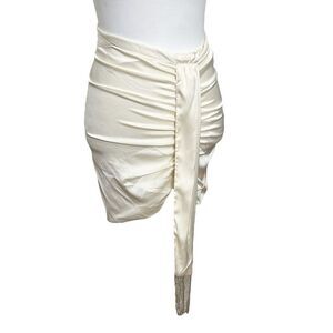 Oh Polly NWT Evening Opulence Tassel Belt Mini Skirt Women’s Size 4 Ivory Satin